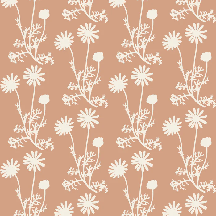Wild Daisies Floral Botanical Pattern in Light Taupe