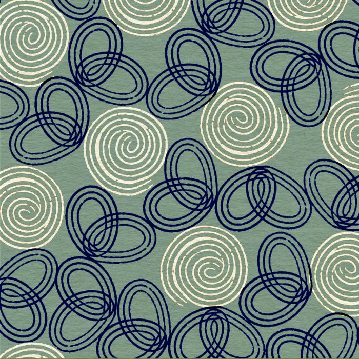 Perpetual motion spirals  in teal and navy