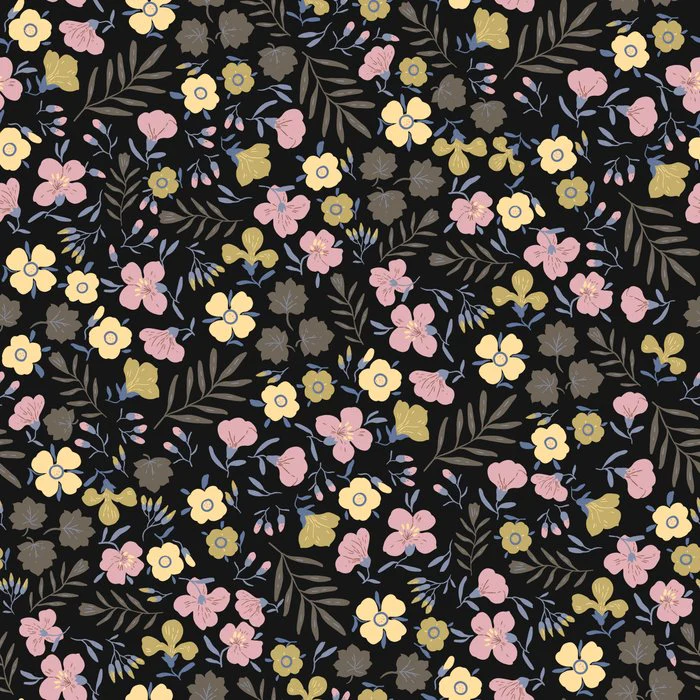 pattern with small bright flowers on a dark background