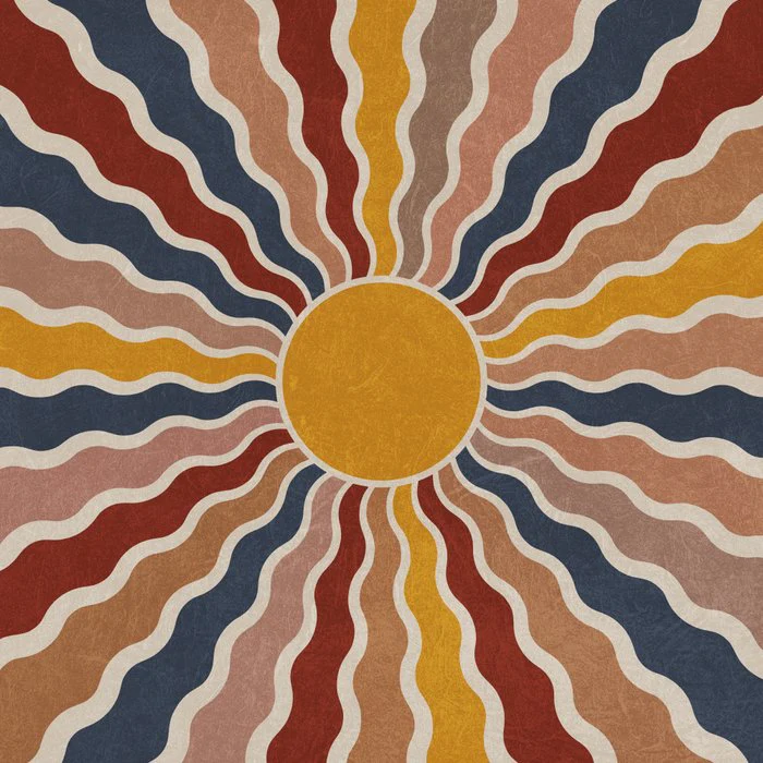 Retro Sun Rays Mid Century Art