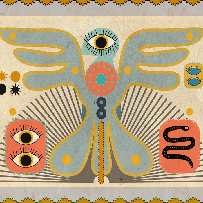 Native Bird with Symbols