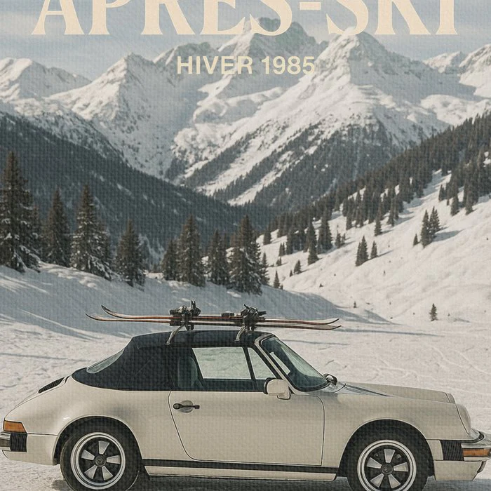 Vintage Apres Ski Alpine Mountains Classic Car