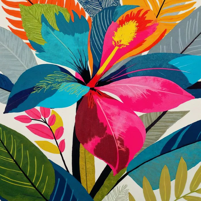 Tropical Flower Abstract Colorful