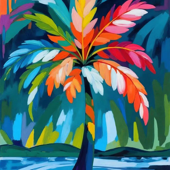 Palm Tree Tropical Colorful Painting
