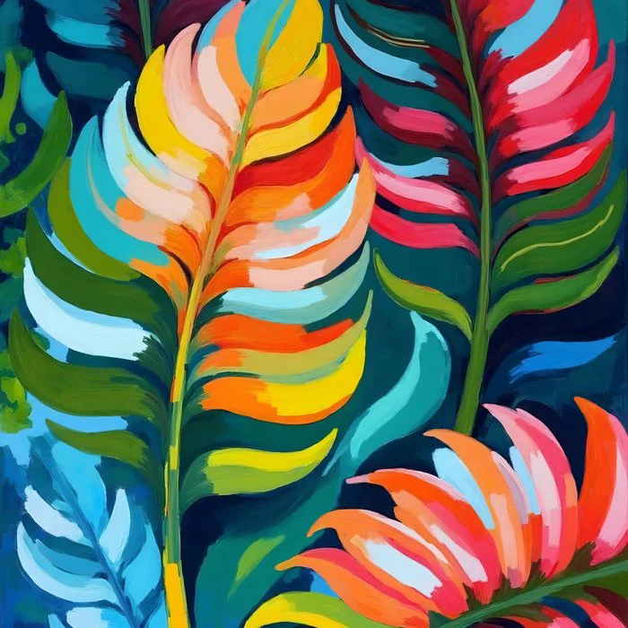 Tropical Colorful Palm Leaves