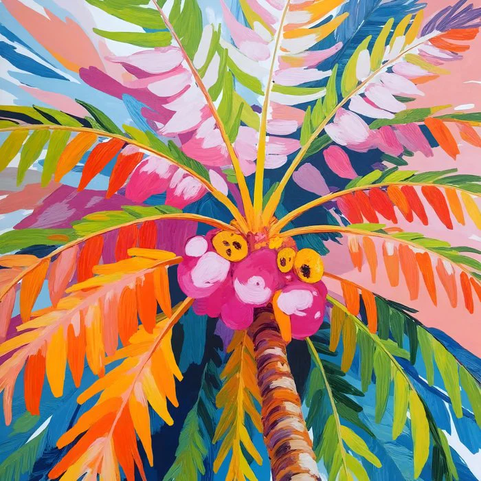 Colorful Tropical Palm Tree Painting