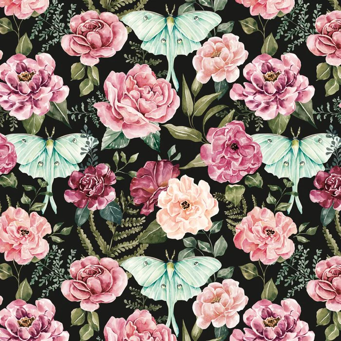 Moonlit Hollow Luna Moth Vintage Floral