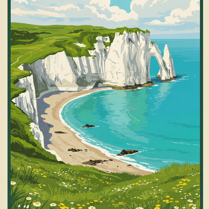 Vintage Etretat France Travel Poster