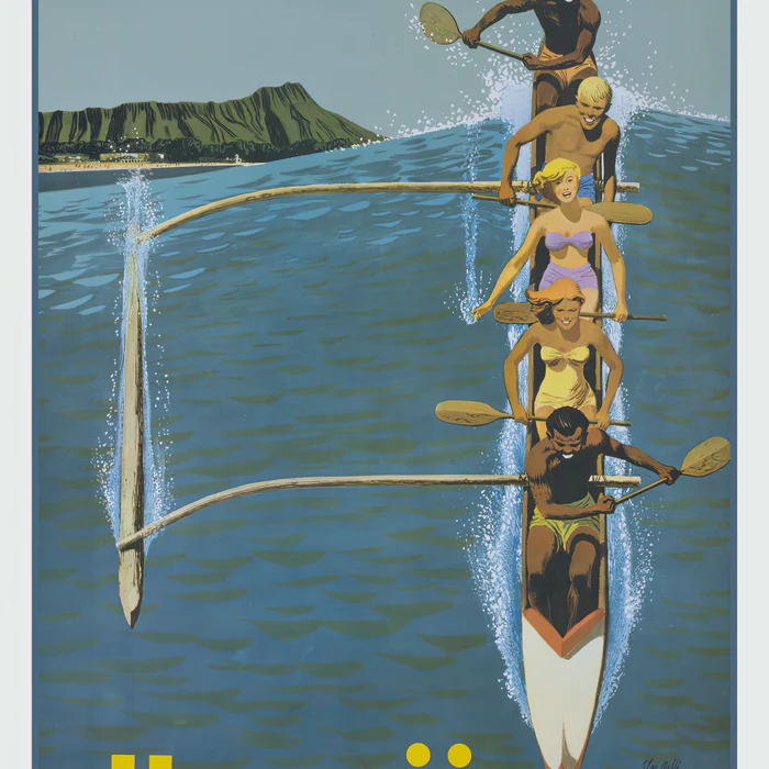 Hawaii Travel Canoe  Surf vintage