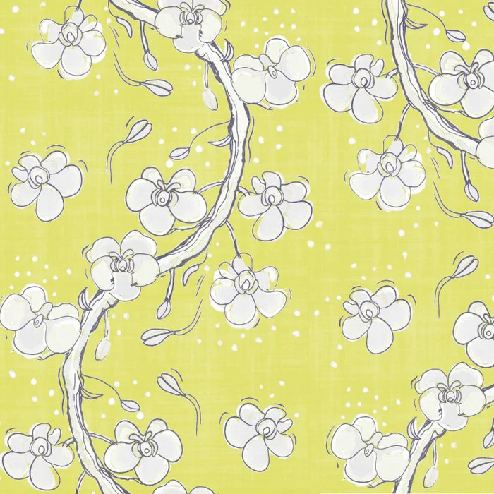 Chinoiserie Orchids in Chartreuse