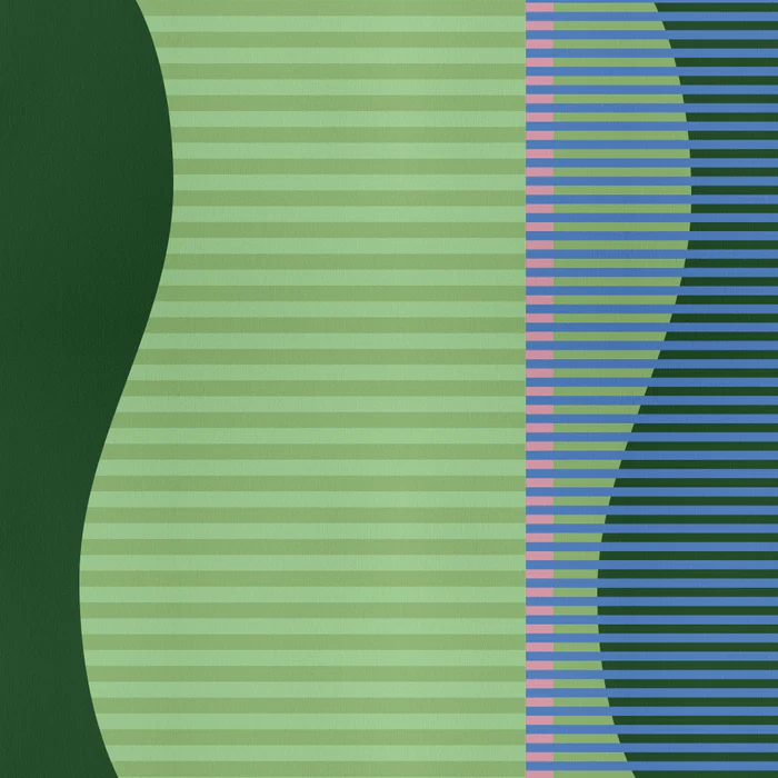 Striped Abstract Shapes - Green and Blue