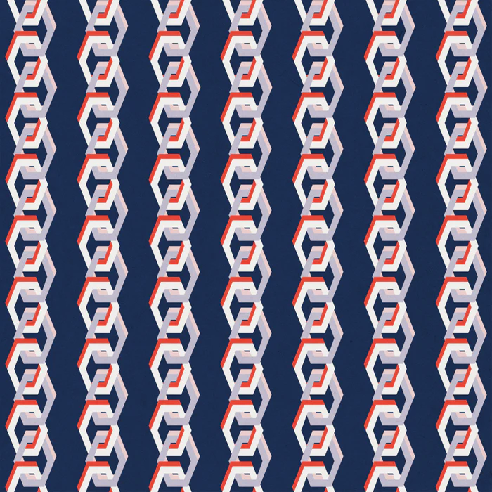 Modern Hexagon Chain Links-Navy