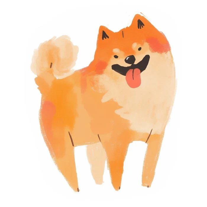 Happy Shiba Inu - Cute Fluffy Dog in Soft Pastels