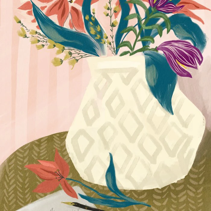 Flower and Stationery Still life