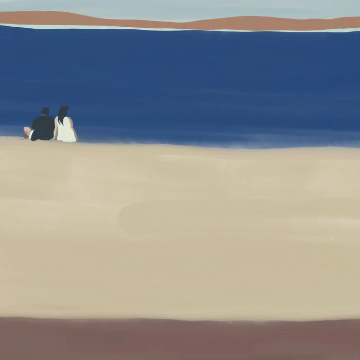 Couple Sitting by the Sea