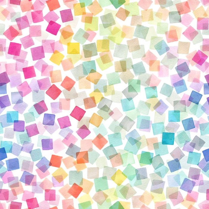 Colorful Confetti Squares Watercolor Abstract Rainbow Geometric Color Utopia Pattern