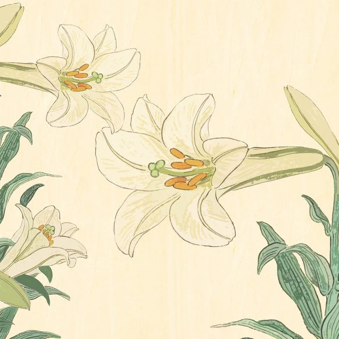 White lilies - homage to Koson