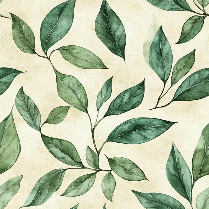 Large Watercolor Dark Green Olive Leaves on Cream