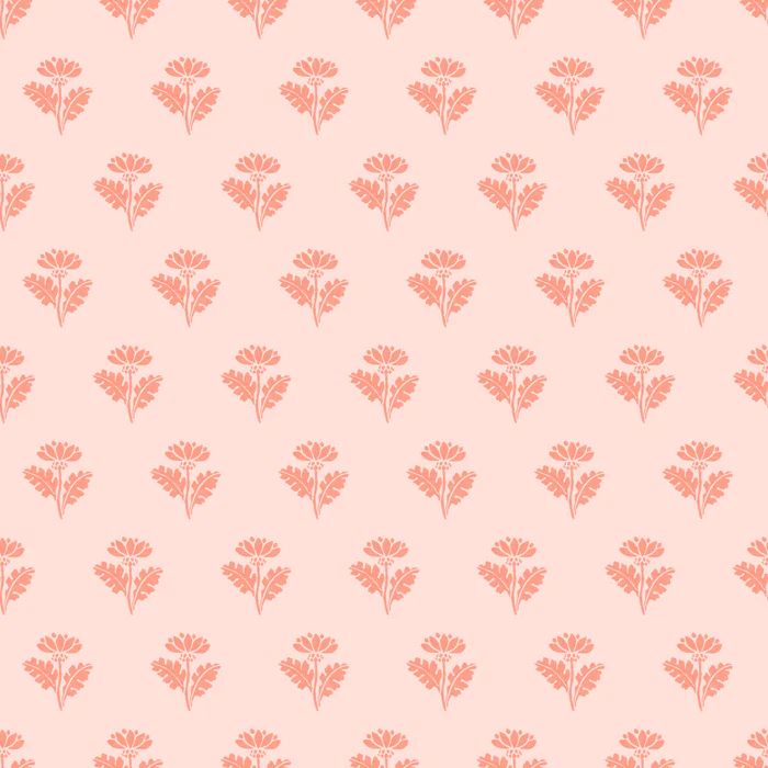 Cozy Cottage Paper Flowers Vintage Floral Pattern in Salmon