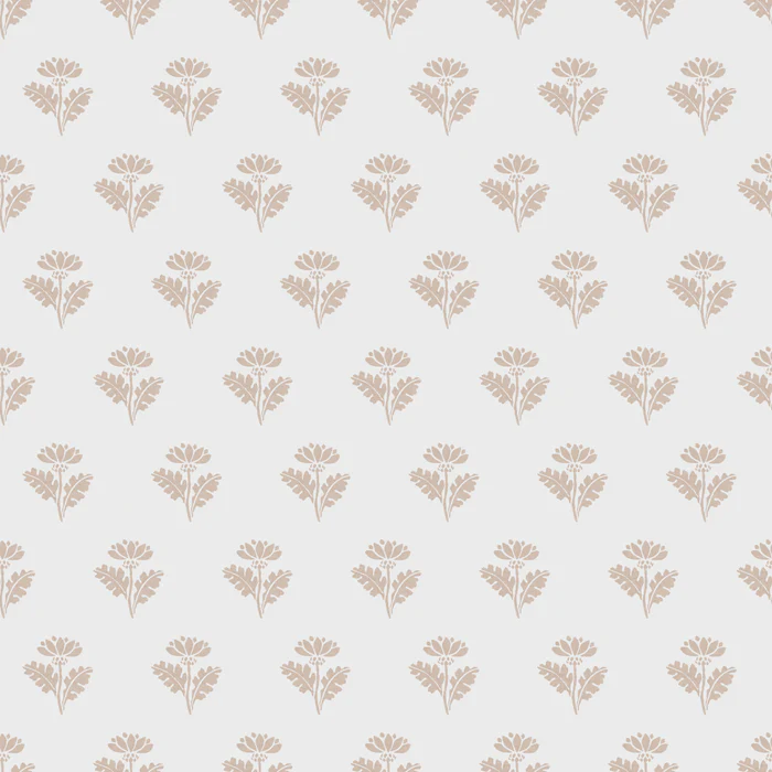 Cozy Cottage Paper Flowers Vintage Floral Pattern in Beige and Off White