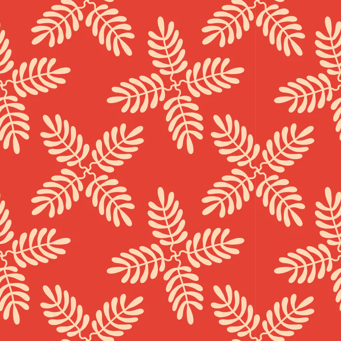 Lava Red Tropical Leaf Pattern