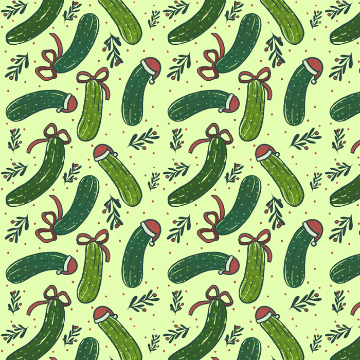 Christmas Dill Pickles Pattern, Light Green