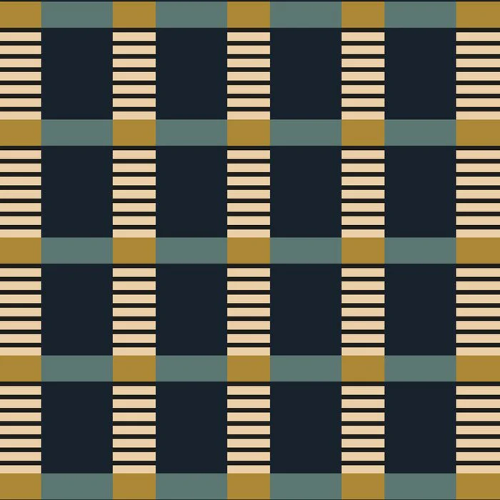 Retro Mid Mod Stripes Blocks in Blue and Mustard Yellow 4
