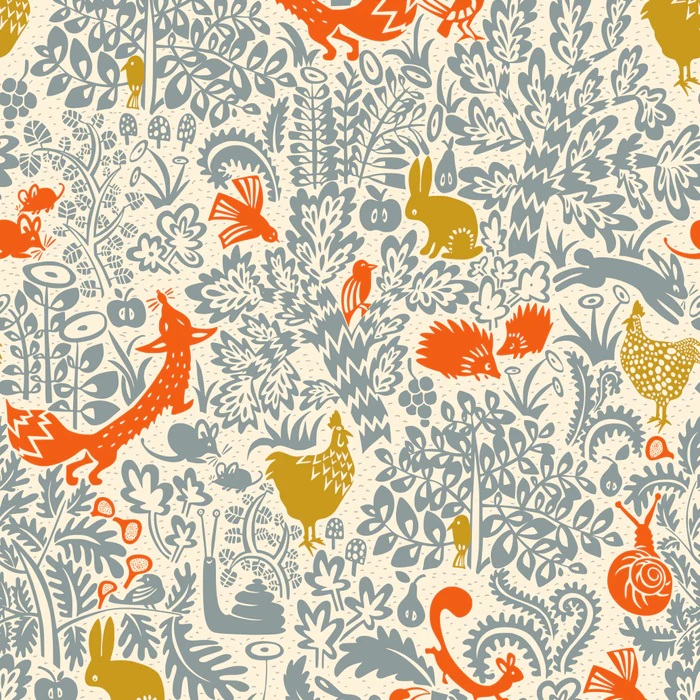 Garden Tales cream and dusty blue