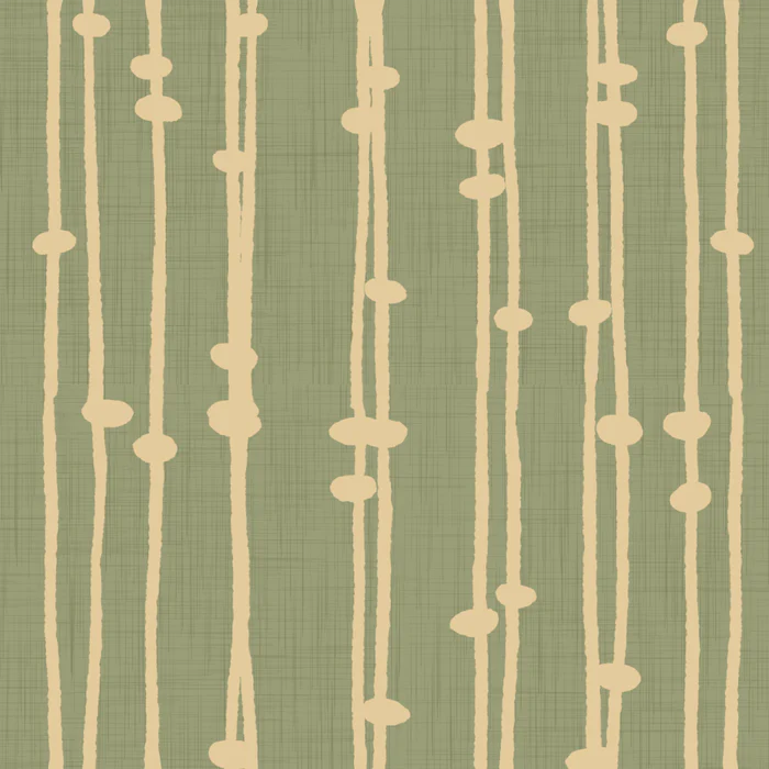 Boho Retro Vertical Stripes Sage - Mid Century Modern