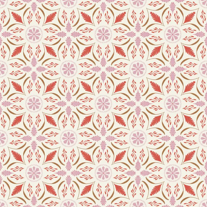 Pretty leafy folk tile pattern