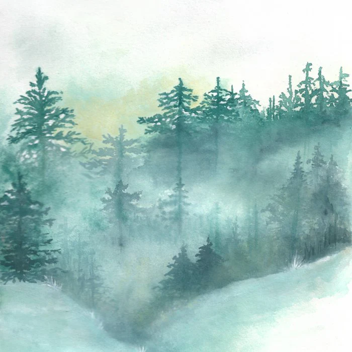Whispers of Winter Watercolor Snow Landscape