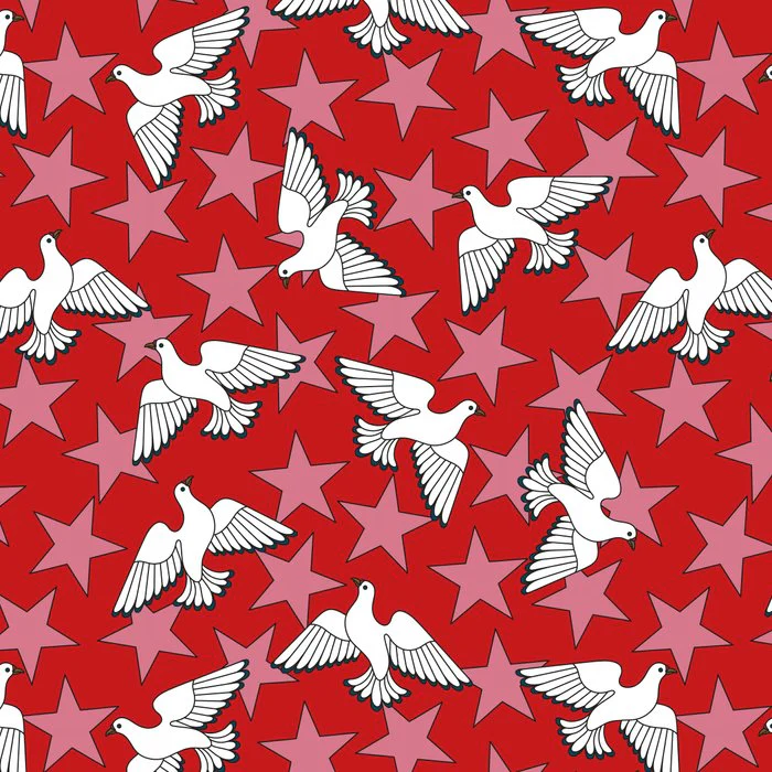 Vintage Christmas Doves and Star pattern