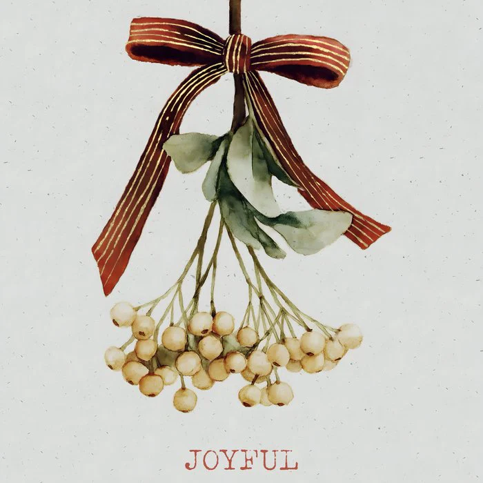 Joyful Red Golden Bow Mistletoe