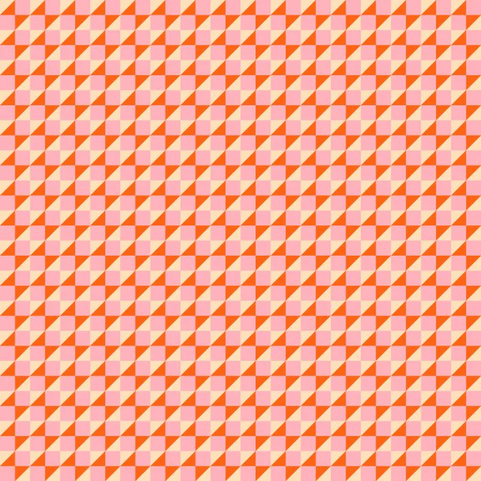 Retro Triangles and Checks Pattern in Orange and Pink