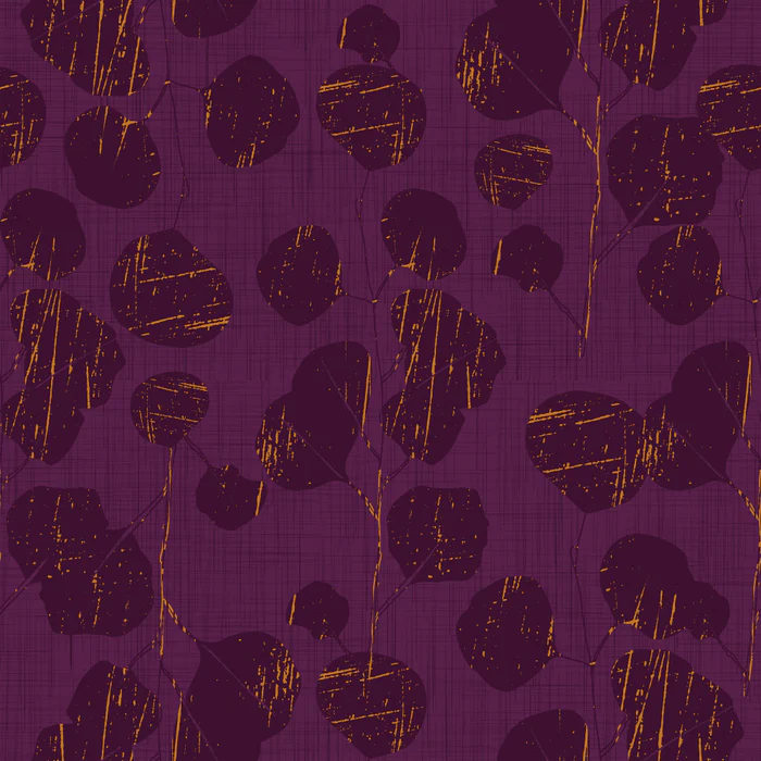 Boho Botanical Plum Leaves on Purple