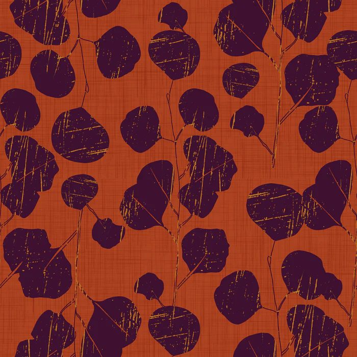 Boho Botanical Plum Leaves on Terracotta